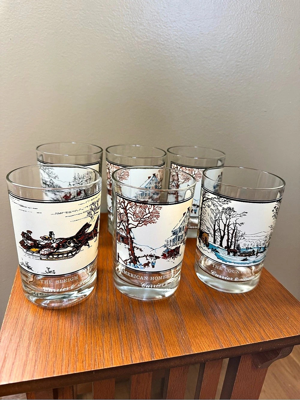 Currier & Ives Vintage Currier & Ives Frosted Winter Scene Tumblers Frosted